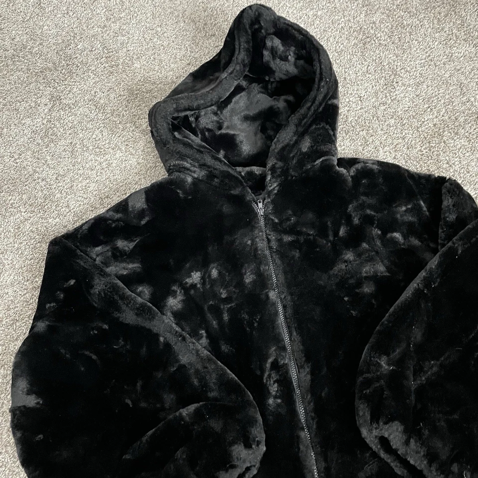 Abrigo de piel Donna Salyers Fabulous Furs y para mujer XL visón negro con capucha glam posh  Foto 2 de 4