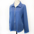 Talbots Plus Blue Zipped Cardigan Jacket Effortless Pockets Button Cuff Size 1X