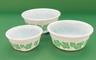 Vintage Hazel Atlas Green Ivy Mixing Nesting Bowls Set of 3 - 5in, 6in, 7in