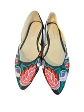 Anthropologie Garden Embroidered D’Orsay Flats Sz 39 / Sz 7 US