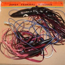 Lot Q 2lbs+ Weighted Rigged BIG Black Purple Squid Trolling Lures