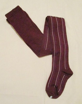 Hansel from Basel VERTICAL STRIPED TIGHTS Burgundy/Multi Knit Size: S/M NWOT