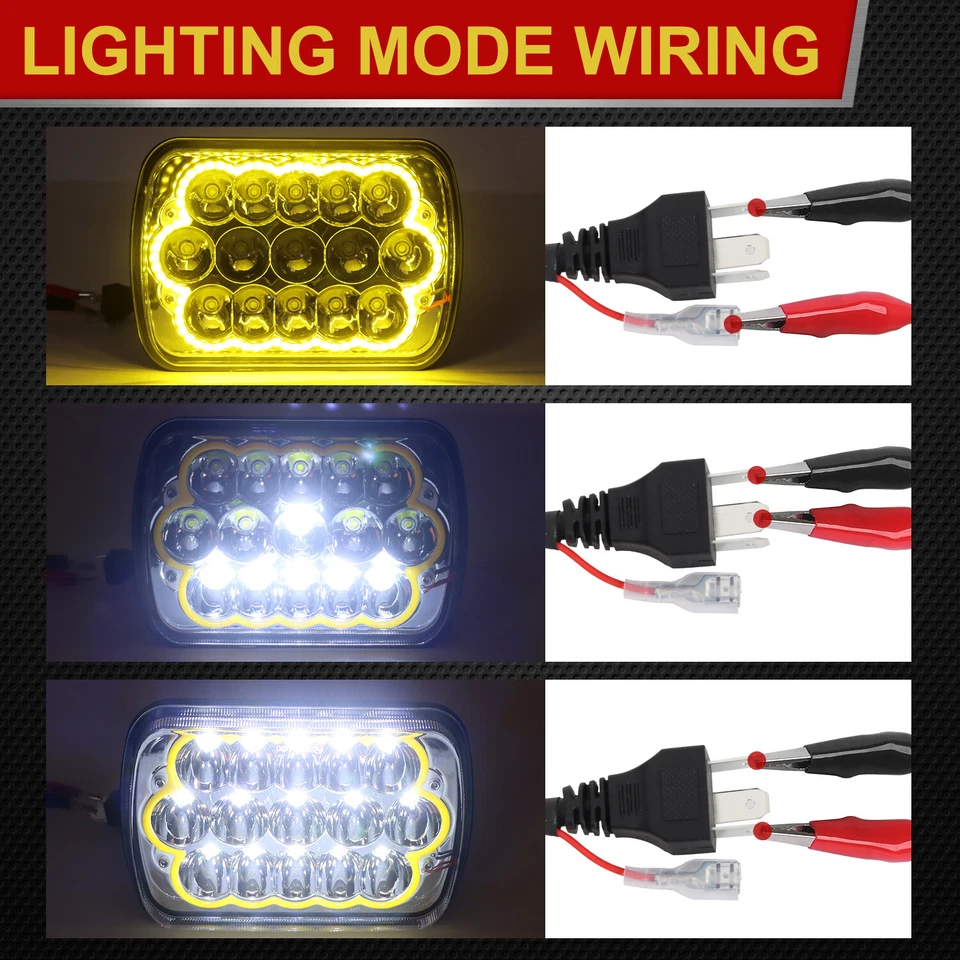 Pair 7x6 5x7 LED Headlights DRL for Chevy El Camino 1978-1981 Classic LUV Truck - Image 3 of 4