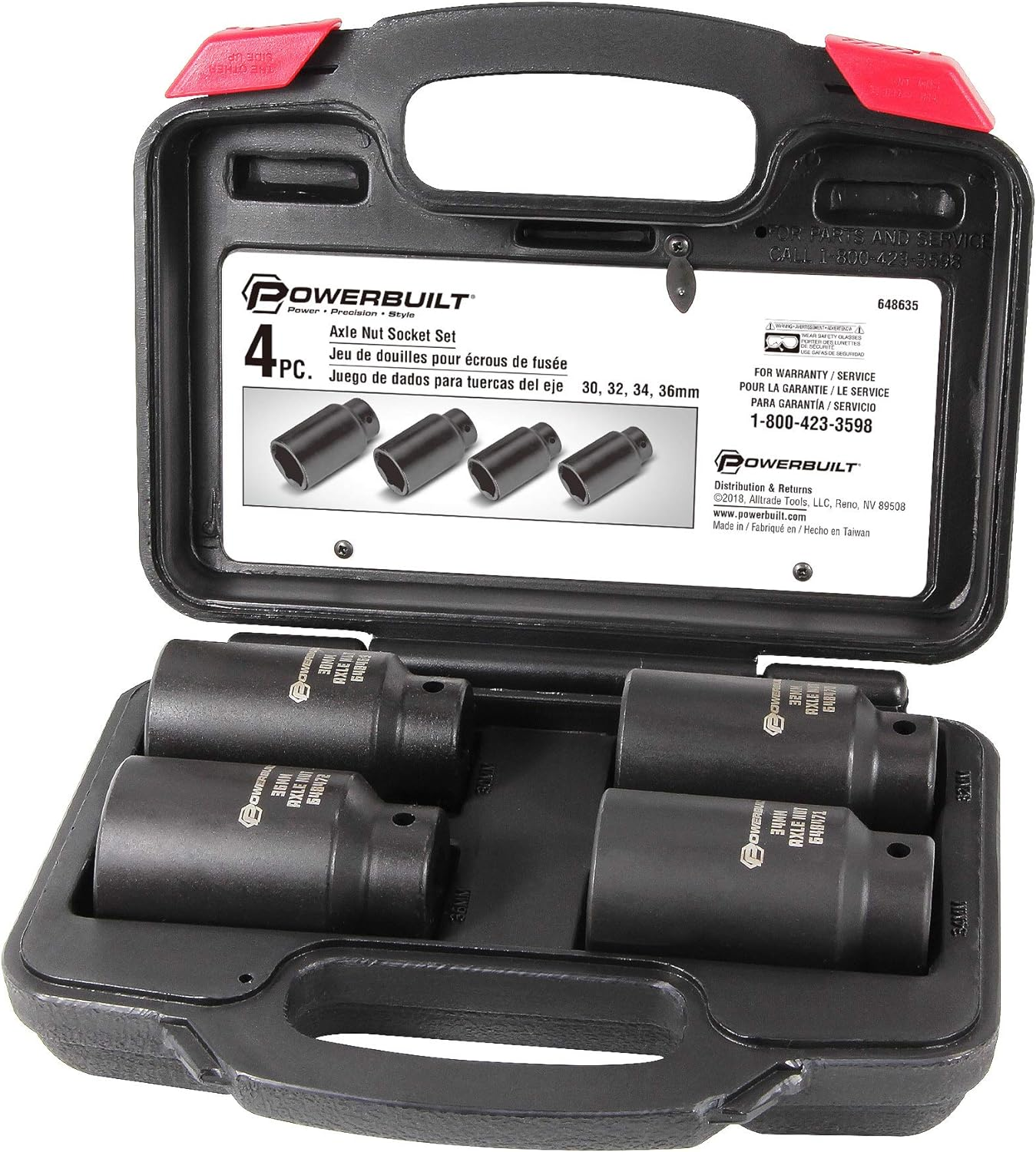 4 Piece Axle Nut Socket Set Kit 10 - 648635, Black