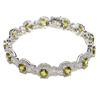 Colleen Lopez Sterlingsilber grüner Peridot & Diamant August Geburtsstein Armband