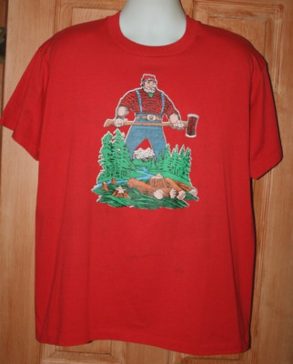 Vintage 90 s Cartoon Lumberjack T Shirt XL Screen Stars 50-50 Made in USA