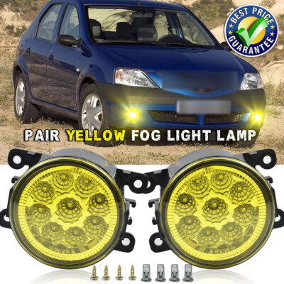 PAIR yellow Front FOG Driving Lamps For Dacia Duster Sandero Logan 2004-2015