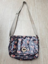 Cath Kidston Messenger Cross Body Bag Oil Cloth Black Floral 
