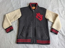 Supreme Sweater Jacket Adult Medium Black Cowichan Full Zip Wool NY Canada