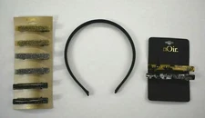 Lot Of 3 Womens Hair Accessories Headband & Hair Clips Multi Colored Mix Brands