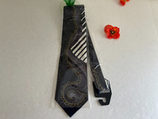 New Roffe Accessories Hand Made 100 Silk Men's Tie Paisley Black Multi