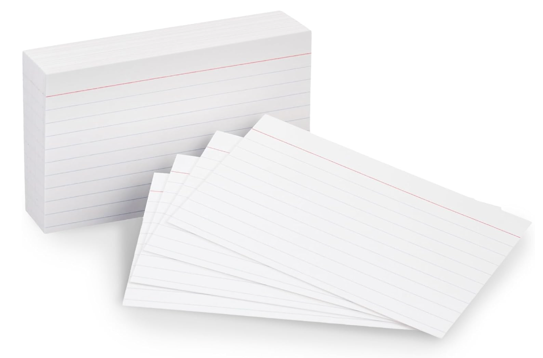 Heavy Weight Ruled Lined Index Cards, White, 3x5 Inch, 100-Count Pack