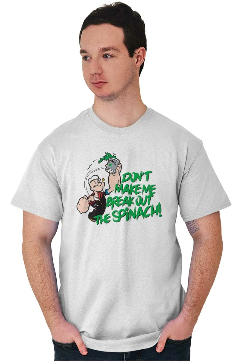 おまけ付POPEYE Logo T-Shirt / White × Green Popeye Spinach Attitude Funny Cartoon Gift Womens or Mens Crewneck
