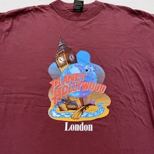 vintage 90s PLANET HOLLYWOOD LONDON T-Shirt LARGE england soft