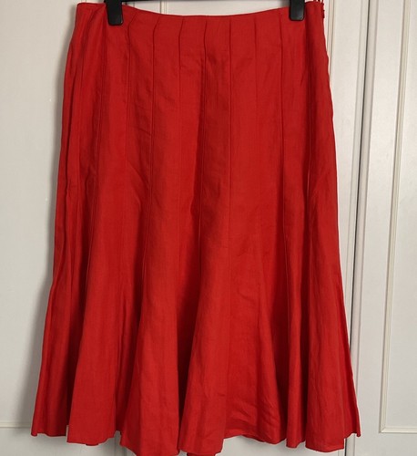 Per Una Womens Linen Midi Skirt Size UK 16 Orange W36" L31" Summer Lightweight - Picture 2 of 12