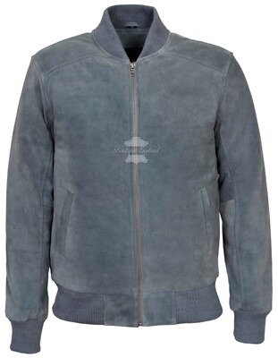 70er Jahre Herren Grau Wildleder Sakko Italienisch Tailliert Echtleder Jacke 275-P