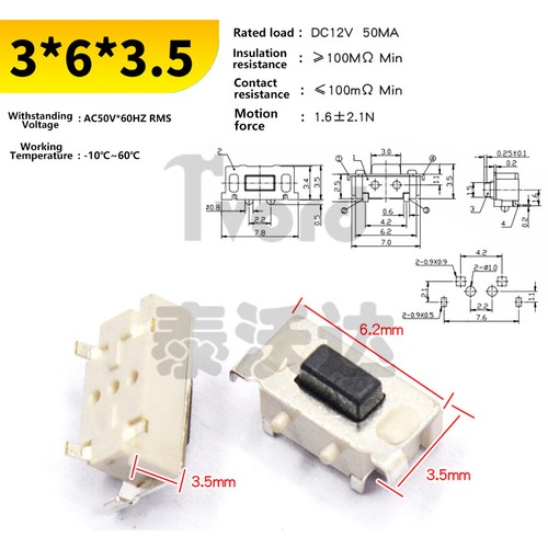 Tactile Push Button Switch, SMD/Through-Hole, Micro Momentary for PCB DIY - Picture 11 of 49