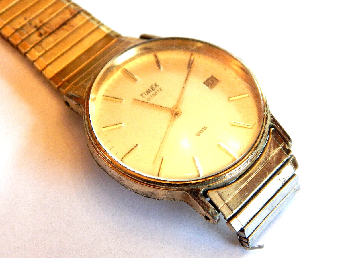 Vintage Timex Men s Wrist Watch Quartz 395 LA Cell Stainless Steel Parts Repair