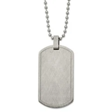 Stainless Steel Brushed and Polished Scratch Finish Dog Tag 22in Necklace