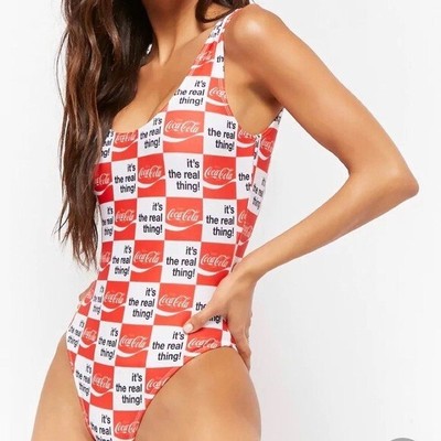 NEW Coca Cola Real Thing Plus Sz 1X One Piece Tank Swimsuit Bathing Suit NWOT