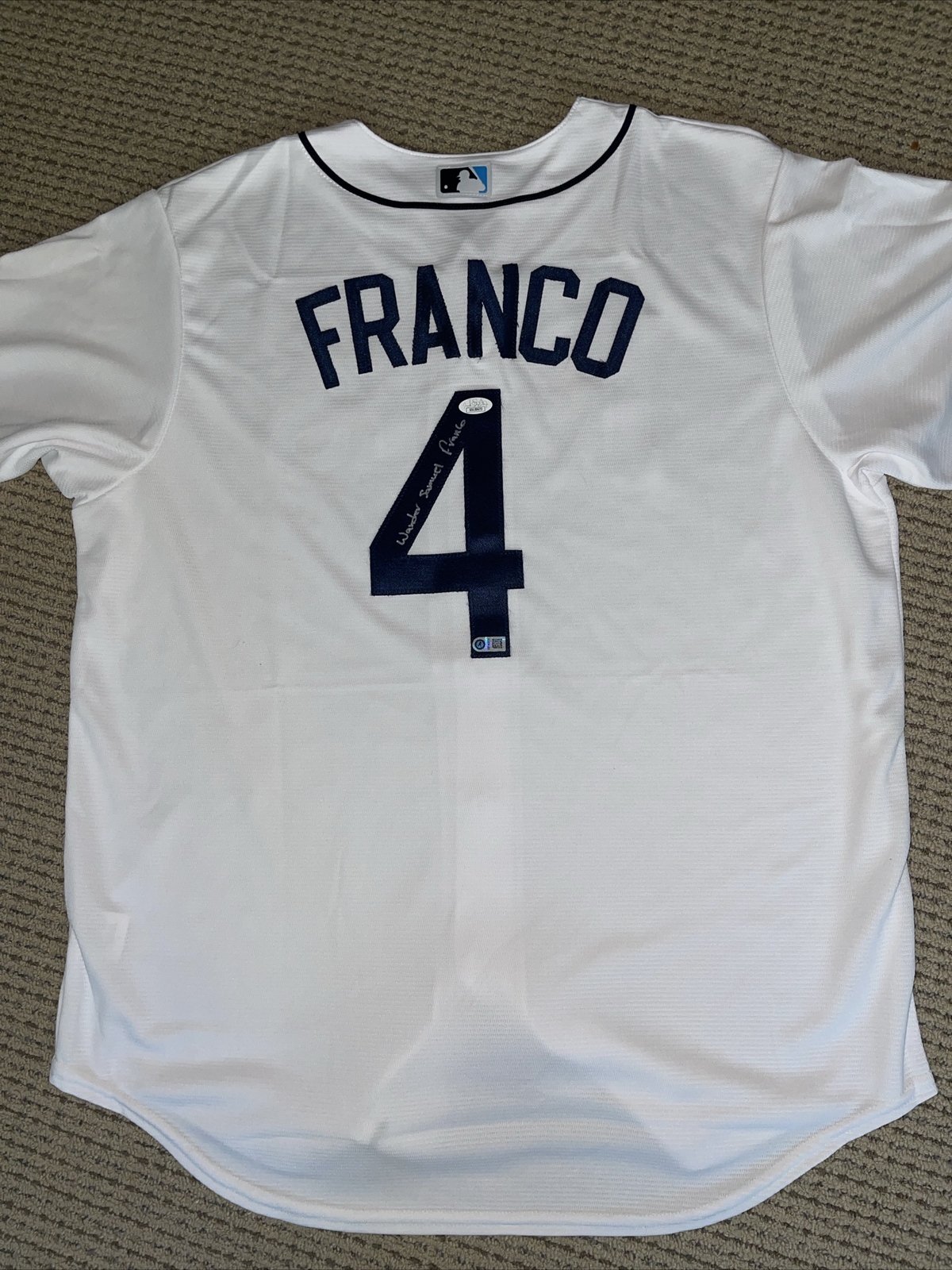 Wander Franco Autographed Signed Authentic Replica Jersey Autograph MLB Rays Full Name JSA 