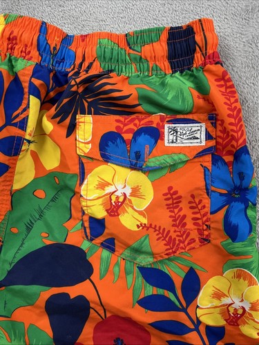 Polo Ralph Lauren Swim Trunks Men's Medium Orange Stretch Beachwear Shorts - Picture 14 of 15