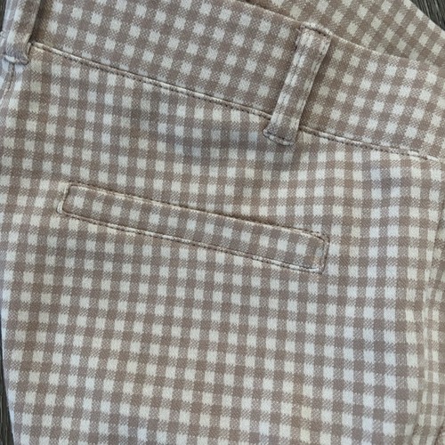 Betabrand Women's Small Long Boot Cut Classic Dress Yoga Pants Tan Check Pull On - Picture 7 of 13