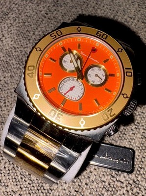 Tonino Lamborghini Collectors Mens Watch Gold Bezel, Orange Face
