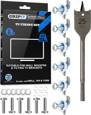 Gripit Blue Heavy-Duty Plasterboard Fixings - TV Mounting Kit - Pack of 6 - Hold