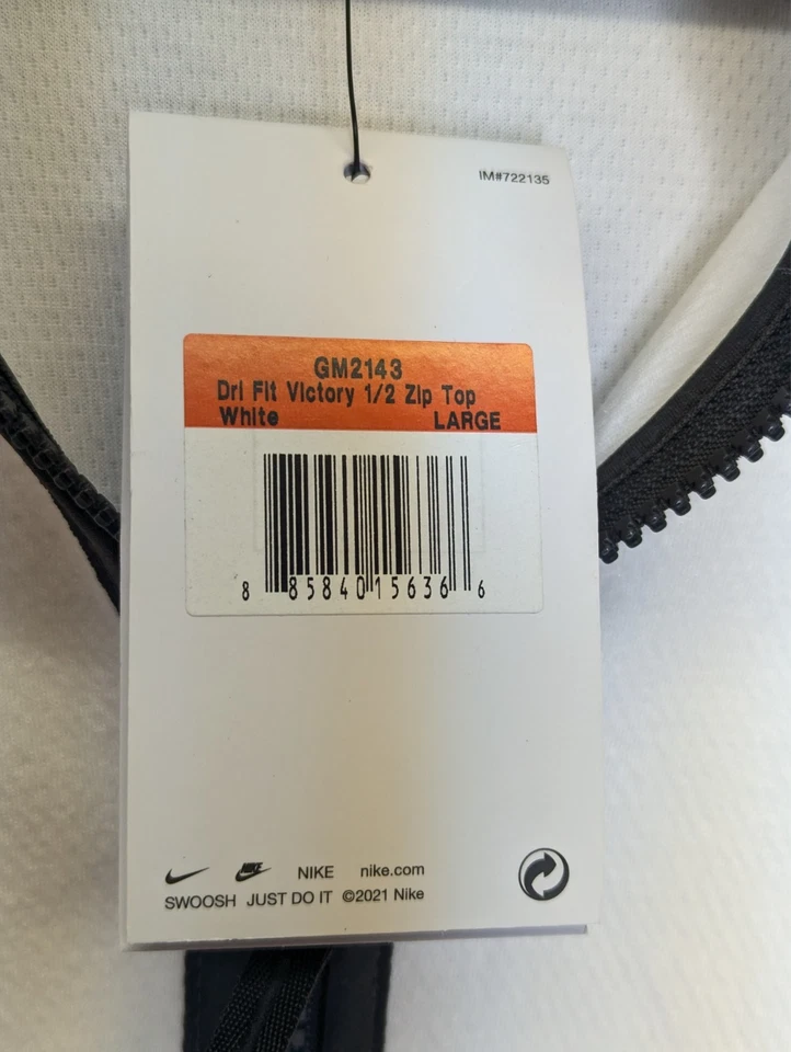 Nike Dri-Fit Victory 1/2 Zip Long Sleeve Golf Pullover Jacket Men’s Large White - Image 4 of 4