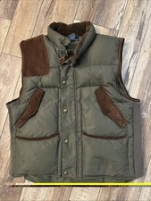 Vintage Polo Ralph Lauren Mens Corduroy Down Vest Leather Sportsman Puffer