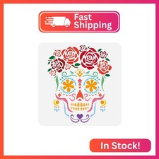 Sugar Skull Stencil Template 11.8 x 11.8 Inch Reusable Plastic Halloween Stencil