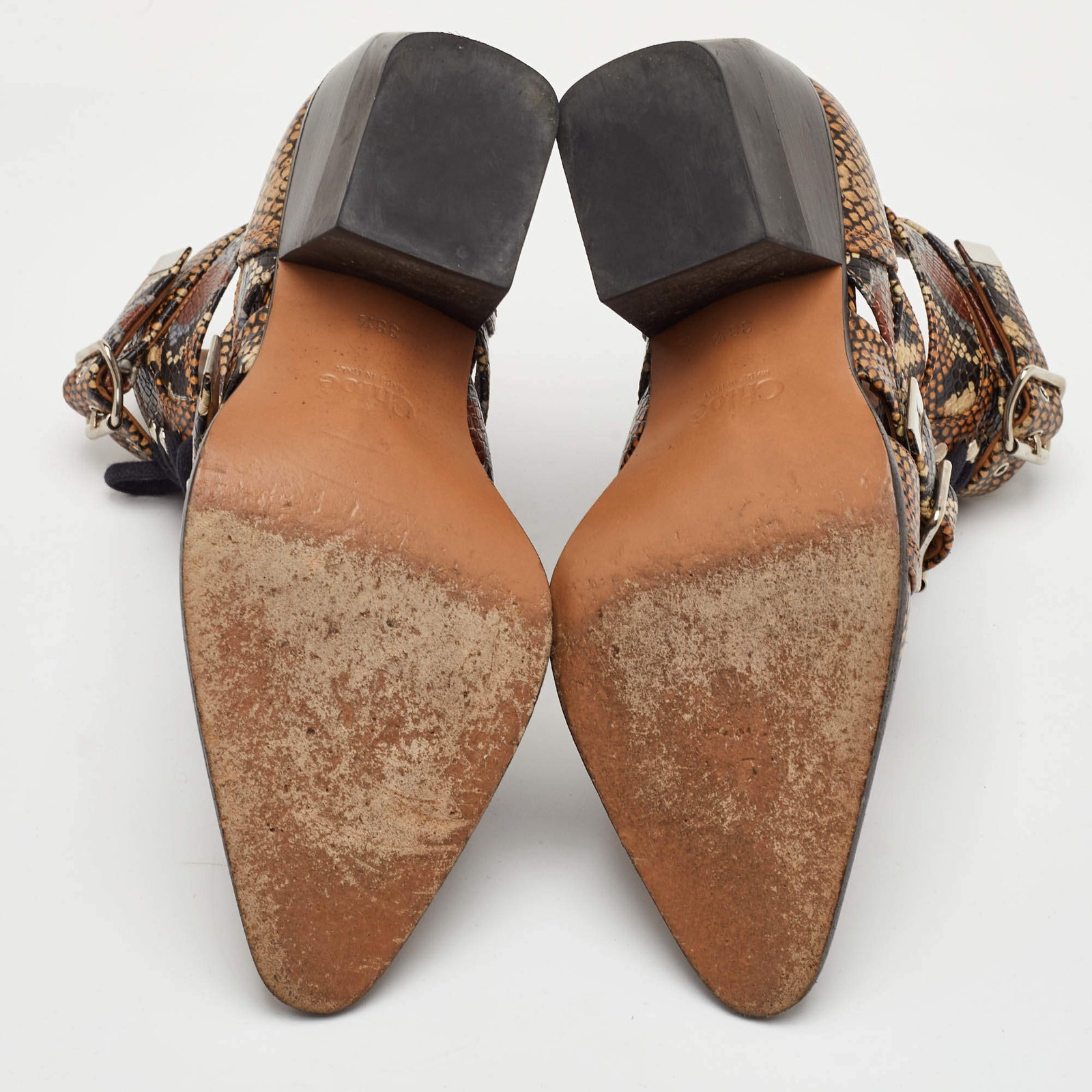 Chloe Rylee Size 38.5 BrownBlack Python Embossed … - image 6