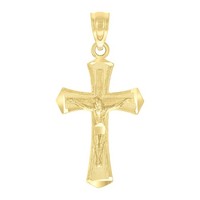 "Jfl 10K Gelbgold Jesus Kreuz AnhäNger Texturiert Charm 1.05\""