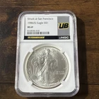 1986(S) Silver Eagle NGC MS69 Struck at San Francisco - 1st Year -BU .999 Silver