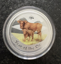 1/2 Unze Australian Lunar II Ochse 2009 coloriert  Silbermünze - Silber