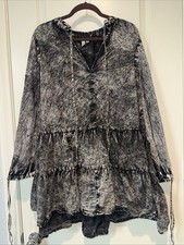 ASOS Tiered Dress Black Abstract Two Tier Band Front Mini Short 12 US