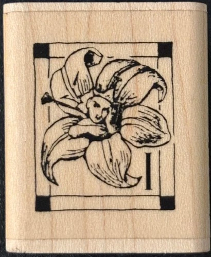 Uptown Ornamentum Face In Flower Random Post Faux Postage Rubber Stamp
