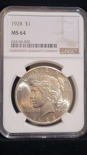 1928 Peace Dollar.       NGC MS64
