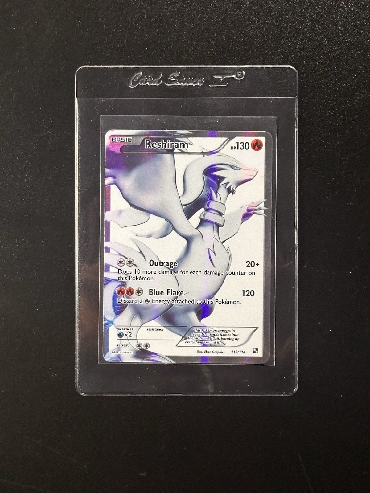Pokemon Reshiram 2011 Black & White Base, #113/114 Full Art Holo Ultra Rare