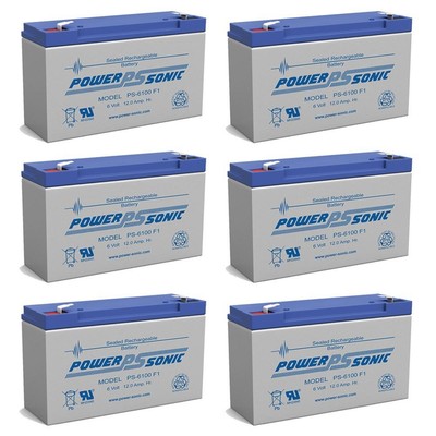Power-Sonic 6 Pack - PS-6100 6V 12AH UPS Battery for Injusa Power Cart