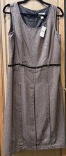 Ann Taylor Women's Sleeveless Dress Brown Classic Herringbone Knee Length Size10