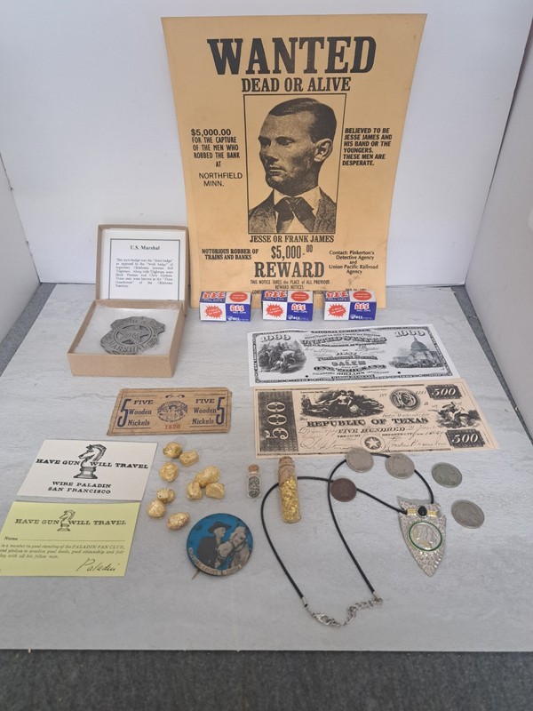 Wild West Collectibles-Jesse James Poster-Guardsmen Marshall Badge-Old Money++++
