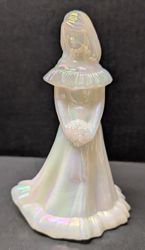 Vintage Fenton Opalescent Bridesmaid / Bride Figurine 7"Hx 4.25"W x 4"L EUC