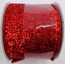 Celebrate it Red Glitter Wired Christmas Ribbon 3.5" x 25 ft Crafts Wreath New