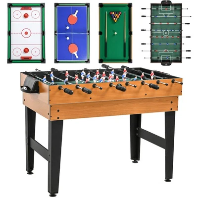 4 in 1 Multigame Spieletisch, Partyspieltisch mit Tischtennis Stahl, Naturholz - Bild 1 von 4