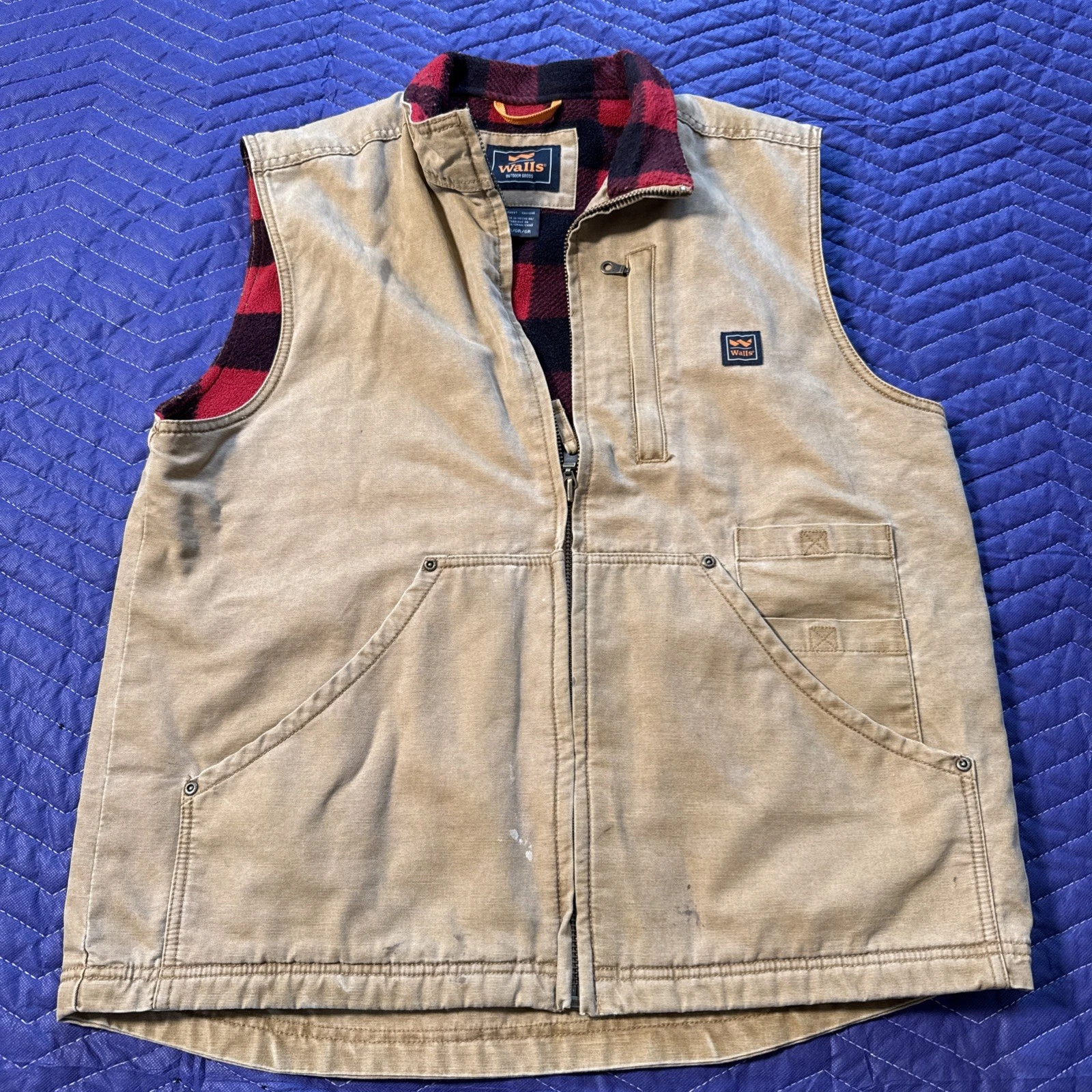 Walls Canvas Work Vest Plaid Lined Men’s Medium Brown Zip Utility
Opens in a new window or tab