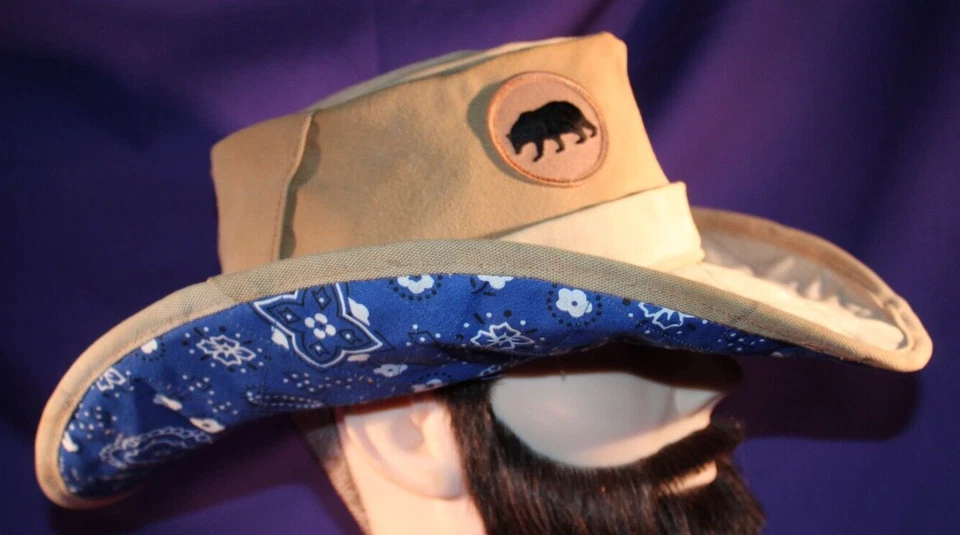 Talla 7 3/8 o L Fedora Hecho de Mono Llave Azul Tostado Western ÚNICO Sombrero de Vaquero Foto 2 de 4