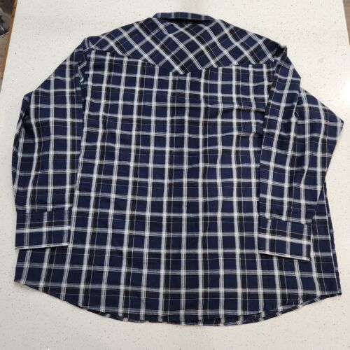 Wrangler Western Shirts Pearl Snap 2XL Button Up Mens Blue Plaid Long Sleeve - Picture 7 of 16
