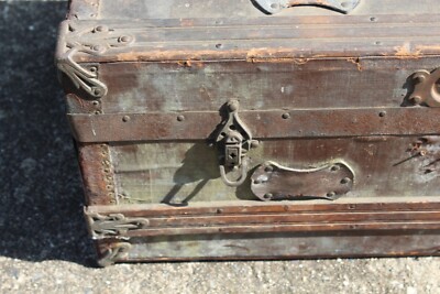 Antique Trunk Victorian Trunk Metal Accents Rectangular Shape